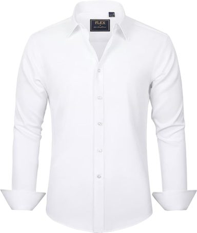  Men's Dress Shirts Solid Long Sleeve Stretch Wrinkle-Free Formal Shirt Business Casual Button Down Shirts